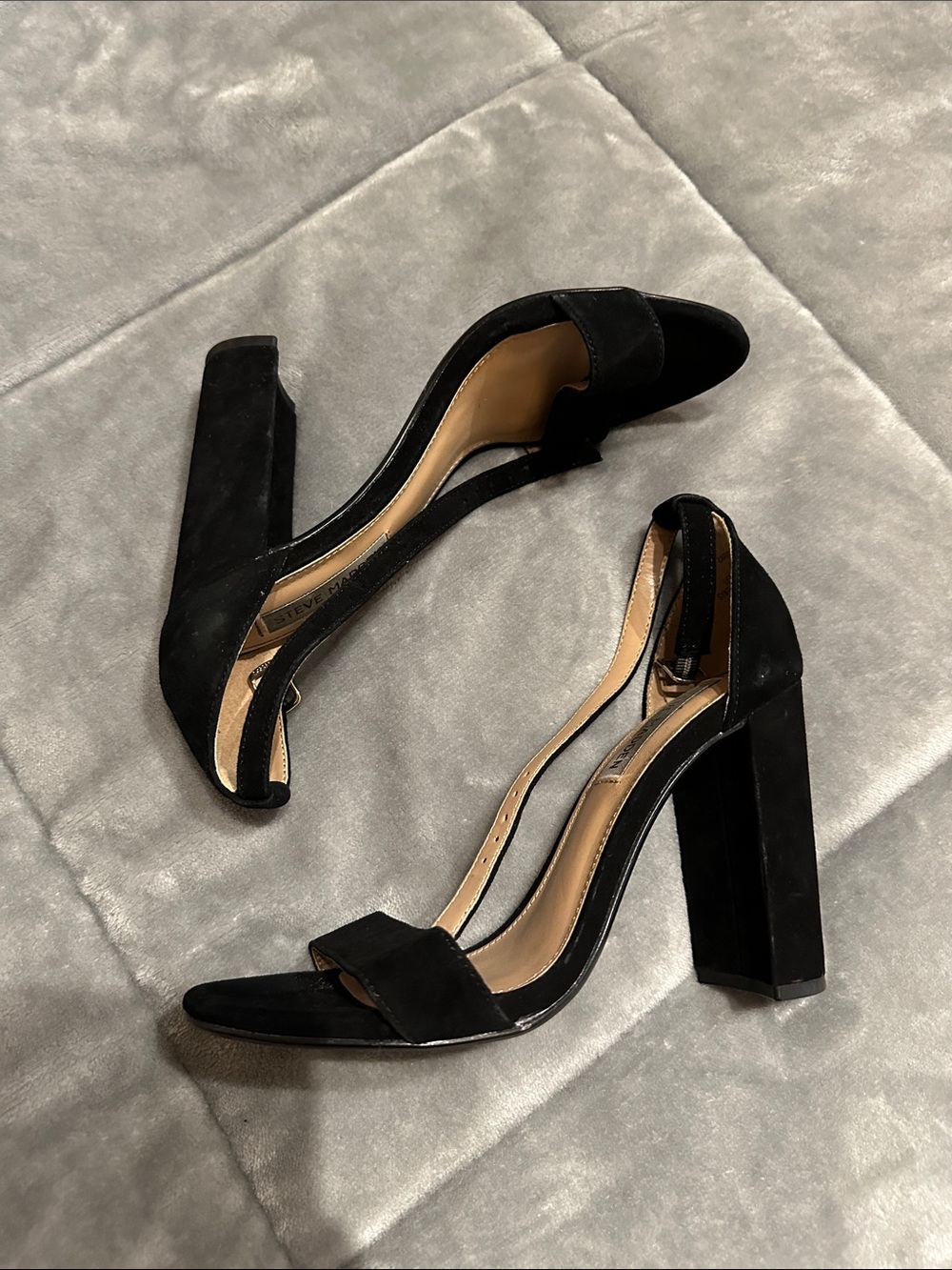 Steve Madden Black Suede Block Heel Sandals